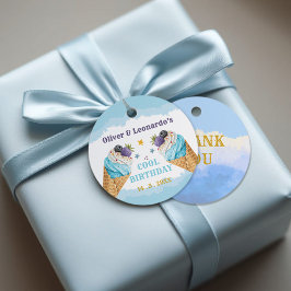 Cool Twins Ice Cream Boys Verjaardagspapier Bord Bedankjes Labels