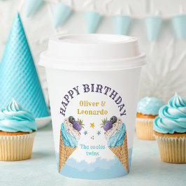 Cool Twins Ice Cream Boys Verjaardagspapier Bord Papieren Bekers