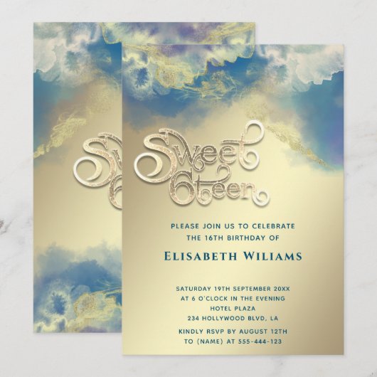 Cool typografie Abstract alcoholinkt goud modern Kaart (Voorkant / Achterkant)