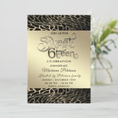 Cool typografie goud zwart luipaard zoet 16 kaart (Staand voorkant)