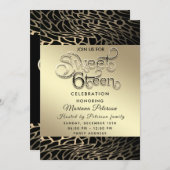 Cool typografie goud zwart luipaard zoet 16 kaart (Voorkant / Achterkant)