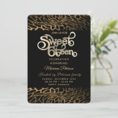 Cool typografie goud zwart luipaard zoet 16 kaart (Staand voorkant)