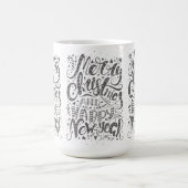 Cool Typografie Vrolijk Kerstfeest Gelukkig Nieuwj Koffiemok (Center)