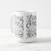 Cool Typografie Vrolijk Kerstfeest Gelukkig Nieuwj Koffiemok (Voorkant links)