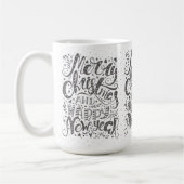 Cool Typografie Vrolijk Kerstfeest Gelukkig Nieuwj Koffiemok (Links)