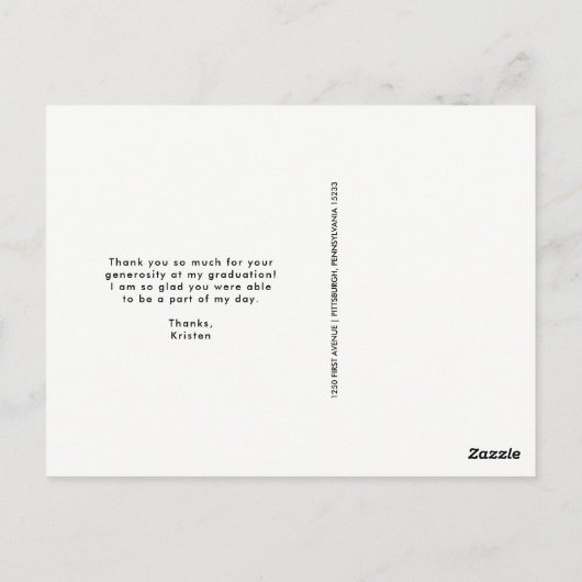 Cool Typography Afstuderen Bedankt met foto Briefkaart (Achterkant)