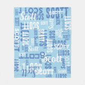 Cool Typography Graffiti Patroon Naam Blauw Fleece Deken (Voorkant)