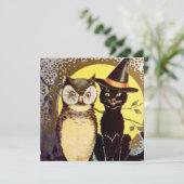 Cool uil Cat Kaart (Staand voorkant)