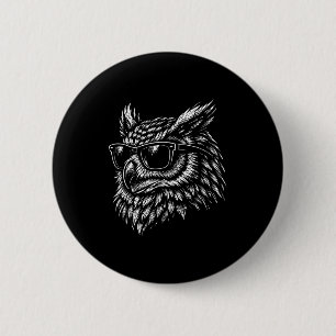 Cool uil vogel met zonnebril vintage inkt retro ronde button 5,7 cm