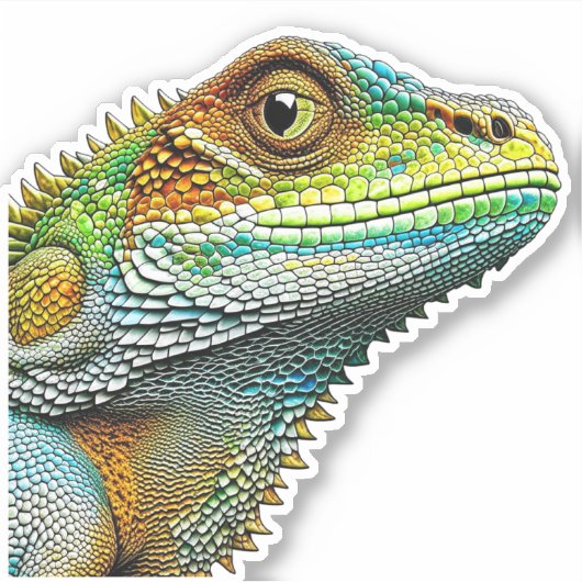 Cool Uitziende Hagedis AI Kunst Sticker (Voorkant)