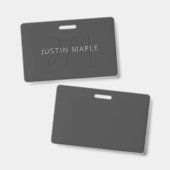 Cool Uitziende Naam & Monogram | Donkergrijs Badge (Voor- en achterkant)