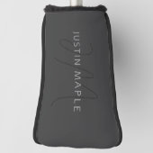 Cool Uitziende Naam & Monogram | Donkergrijs Golfheadcover (Draai 90)