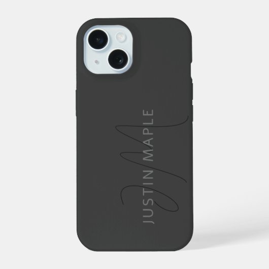 Cool Uitziende Naam & Monogram | Donkergrijs iPhone 15 Case (Achterkant)