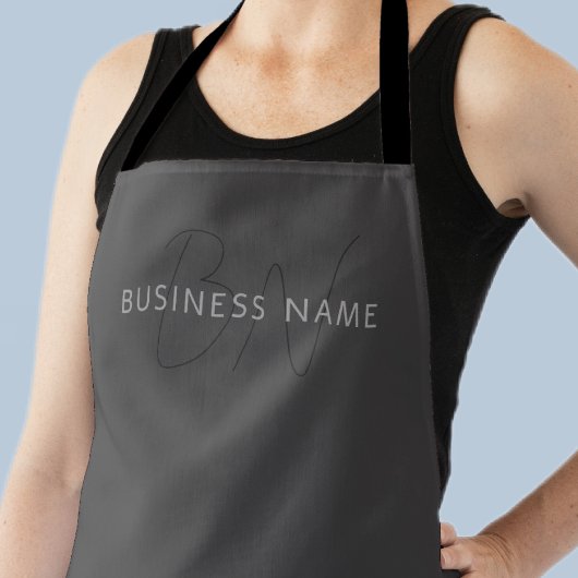 Cool Uitziende Naam & Monogram | Donkergrijs Schort