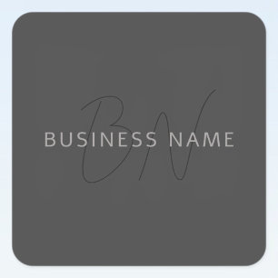 Cool Uitziende Naam & Monogram   Donkergrijs Vierkante Sticker