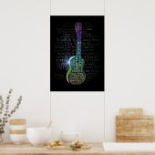 Cool Ukulele History Word Cloud Poster! Poster (Keuken)