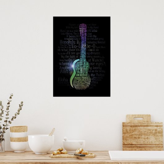 Cool Ukulele History Word Cloud Poster! Poster (Keuken)