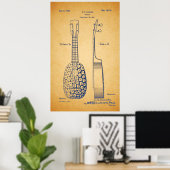 Cool Ukulele Patent Art Poster (Thuiskantoor)
