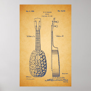  Cool Ukulele Patent Art Poster