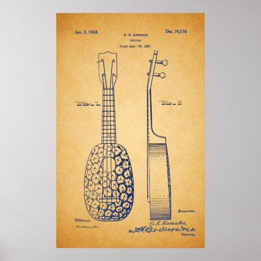 Cool Ukulele Patent Art Poster (Voorkant)