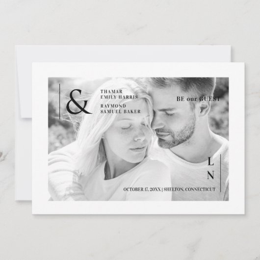 Cool Ultra Modern Trendy Black and White Photo  Save The Date (Voorkant)