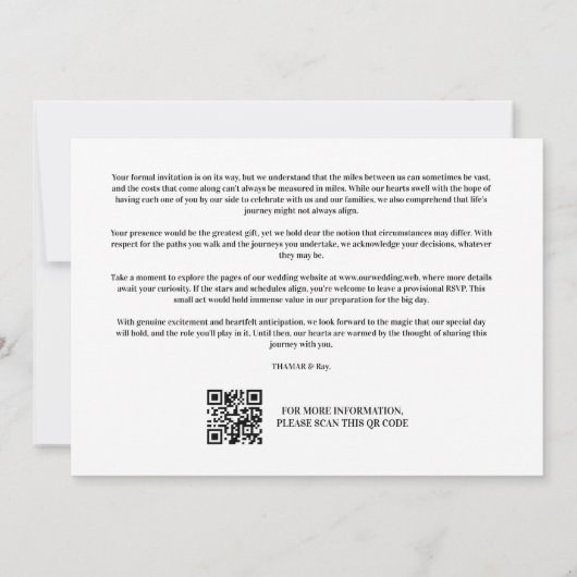 Cool Ultra Modern Trendy Black and White Photo  Save The Date (Achterkant)