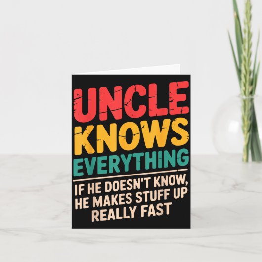 Cool Uncle Design For Uncle Men From Nephew Niece  Kaart (Voorkant)