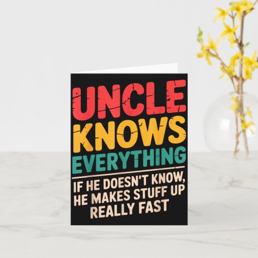 Cool Uncle Design For Uncle Men From Nephew Niece  Kaart (Gele Bloem)