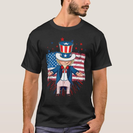 Cool Uncle Sam tonen Happy 4th van juli Show tijd T-shirt (Voorkant)