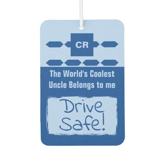 Cool Uncle voegt foto drive veilig blauw toe Luchtverfrisser (Voorkant)