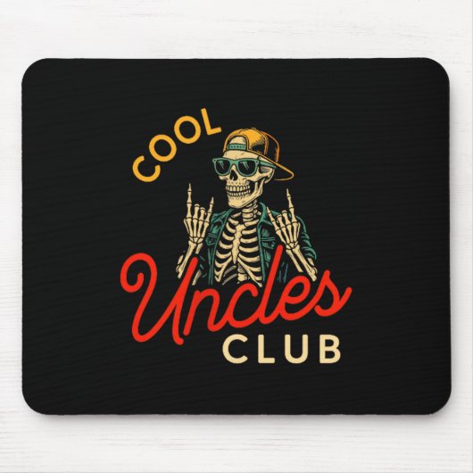 Cool Uncles Club Shirt Funny Skeleton Retro Uncle Muismat (Voorkant)