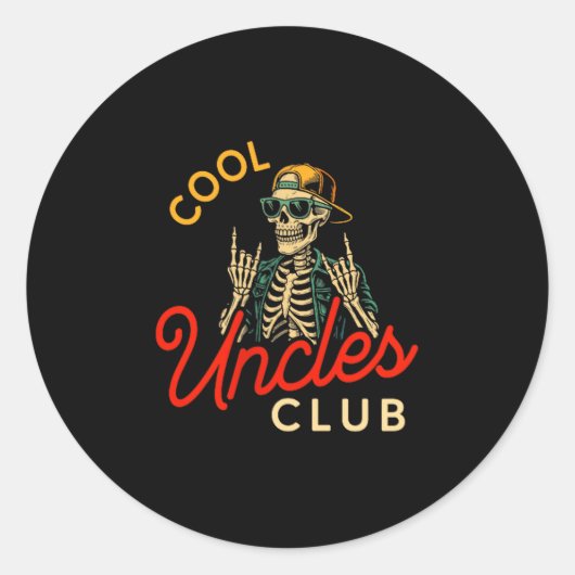 Cool Uncles Club Shirt Funny Skeleton Retro Uncle  Ronde Sticker (Voorkant)