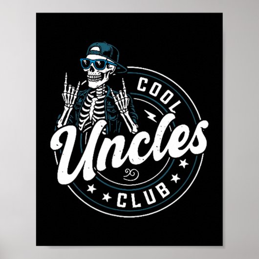 Cool Uncles Club Shirt Funny Skeleton Uncle Men Poster (Voorkant)