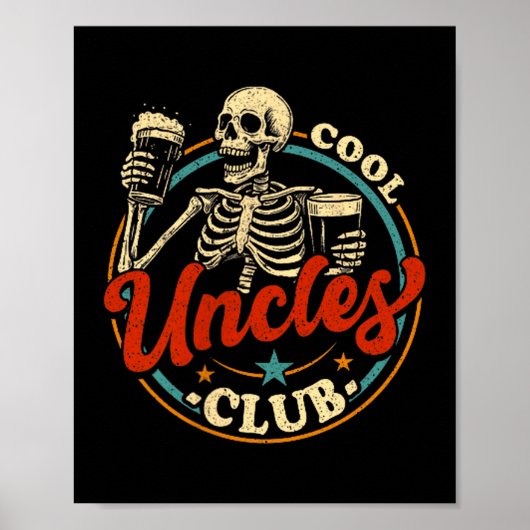 Cool Uncles Club Shirt Uncle Skeleton Men Fathers  Poster (Voorkant)