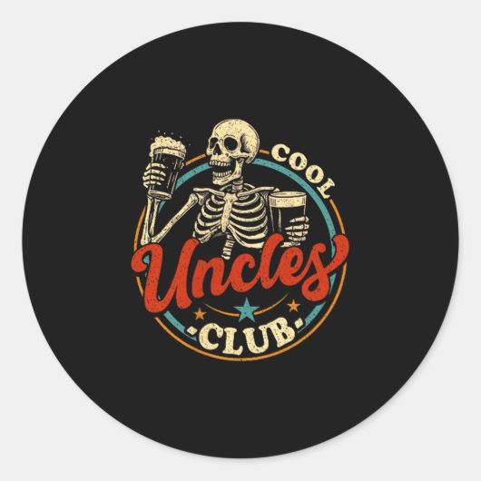 Cool Uncles Club Shirt Uncle Skeleton Men Fathers Ronde Sticker (Voorkant)