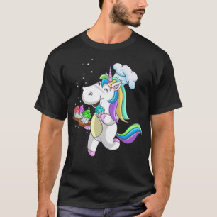 Cool Unicorn Baking Cupcakes Funny Horned Hors T-shirt