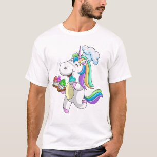 Cool Unicorn Baking Cupcakes Funny Horned Hors T-shirt