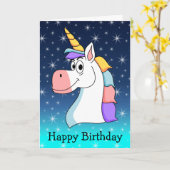 Cool Unicorn Birthday Kaart (Gele Bloem)