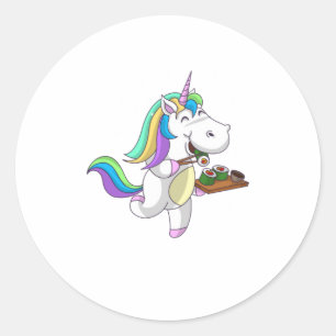 Cool Unicorn Eating Sushi Funny Japans eten Ronde Sticker