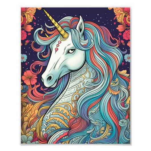 Cool Unicorn Foto Afdruk (Voorkant)