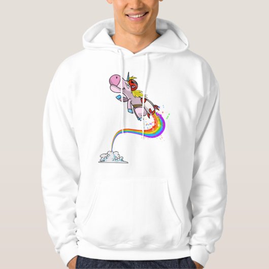Cool Unicorn Jetpack Rainbow Funny Horned Horse Hoodie (Voorkant)