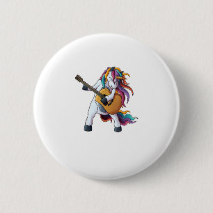 Cool Unicorn spelen gitaar _ Funny Animal Guitari Ronde Button 5,7 Cm