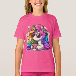 Cool Unicorn with Sunglasses and Coffee T-shirt