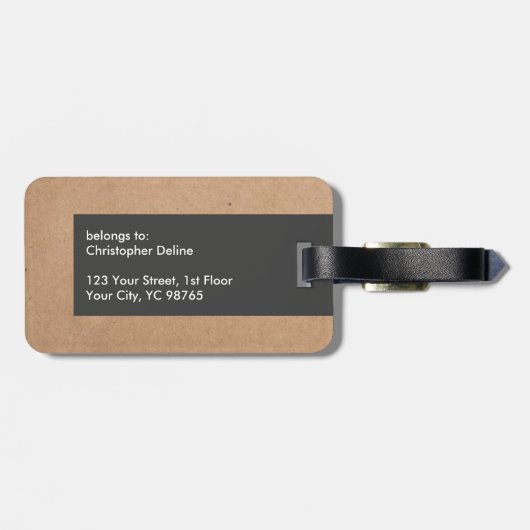 Cool Uniek Karton Grijze Streep Bagagelabel (Achterkant horizontaal)