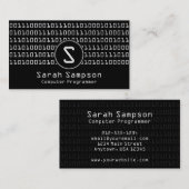 Cool Unieke Binary Code Pattern Monogram Visitekaartje (Voorkant / Achterkant)