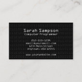 Cool Unieke Binary Code Pattern Monogram Visitekaartje (Achterkant)