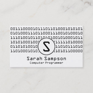 Cool Unieke Binary Code Pattern Monogram Visitekaartje