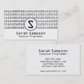 Cool Unieke Binary Code Pattern Monogram Visitekaartje (Voorkant / Achterkant)