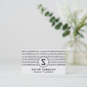Cool Unieke Binary Code Pattern Monogram Visitekaartje (Staand voorkant)