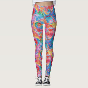 Cool Unieke Rode Blauwe Kleurrijke Regenboog Aquar Leggings